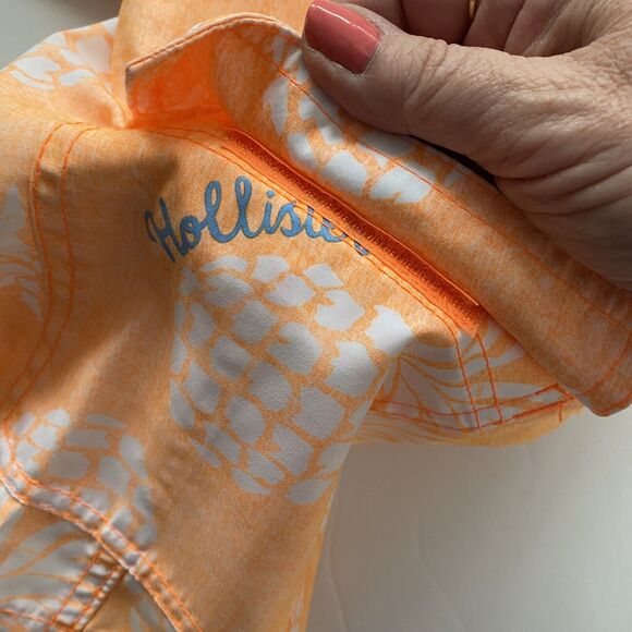 Hollister Mens Medium Neon Orange Pineapple Bermuda Board Shorts Swim Trunks - Picture 5 of 12